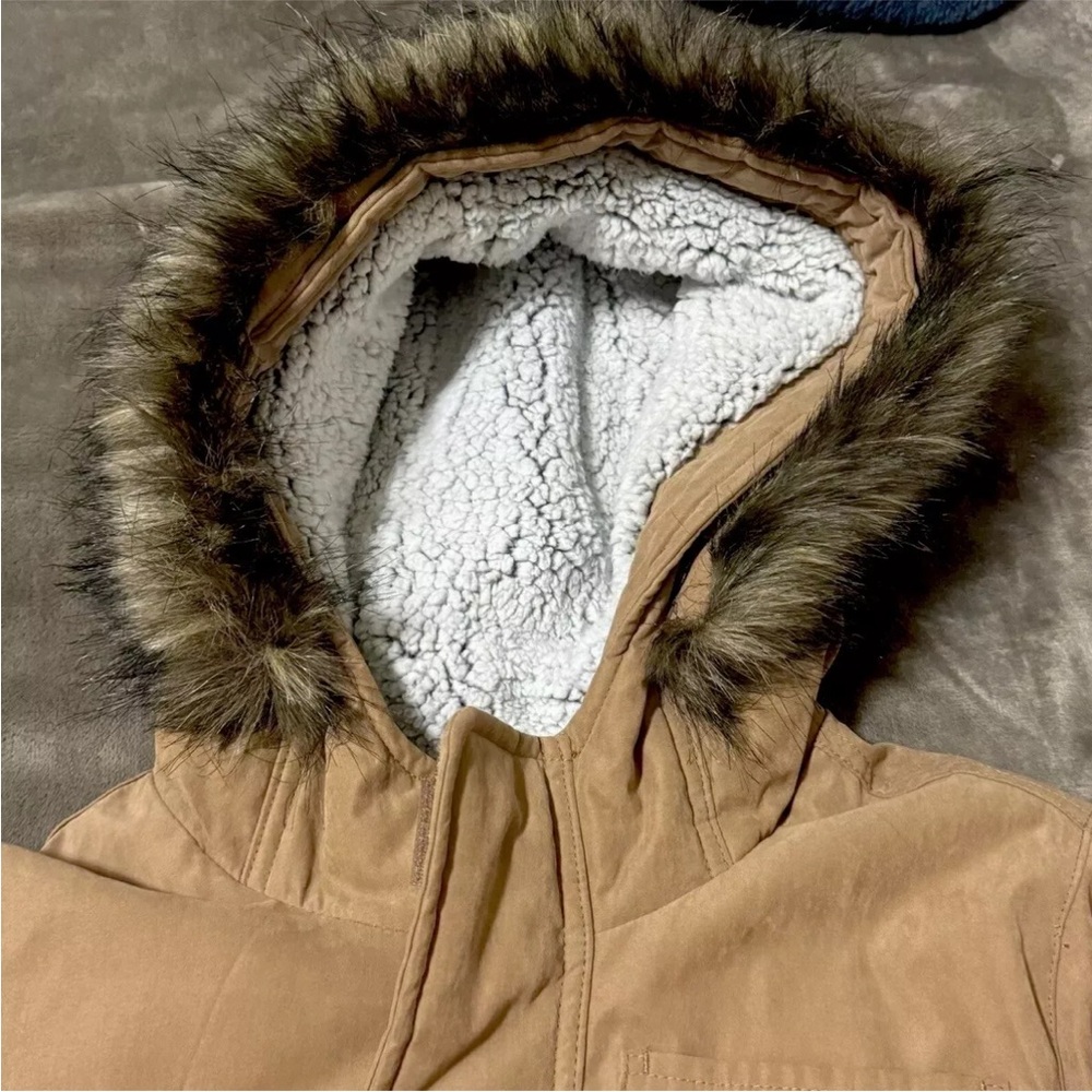Abercrombie & Fitch Kids Utility Bomber Jacket Coat White Fleece 15 16 - Picture 4 of 9